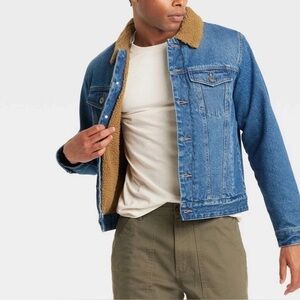 Goodfellow & Co. Men's Faux Shearling Lined Denim Trucker Jacket, NWT, Size M